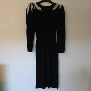 Elegant Black Cocktail Dress with Puff Sleeves